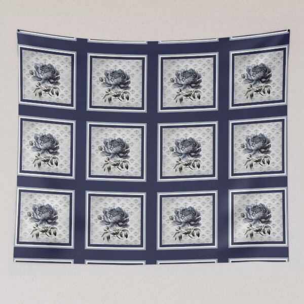 Item preview, Elegant chinoiserie grey flower tile designed and sold by ZeinabTaha.