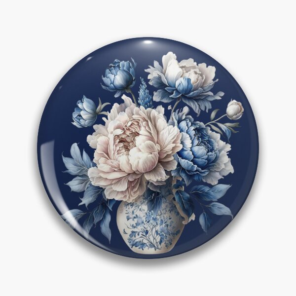 Item preview, Stylish chinoiserie blue flower vase tile designed and sold by ZeinabTaha.
