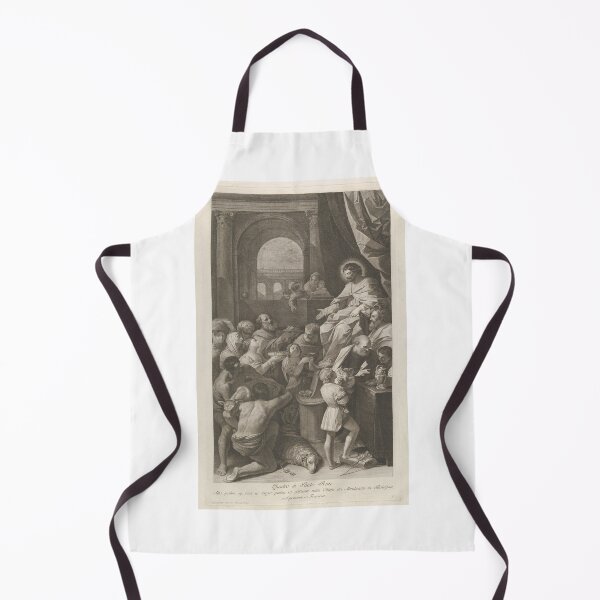 Item preview, Saint Job seated at right receiving the gifts of the people, archway at left, after Reni designed and sold by New Media Arts.