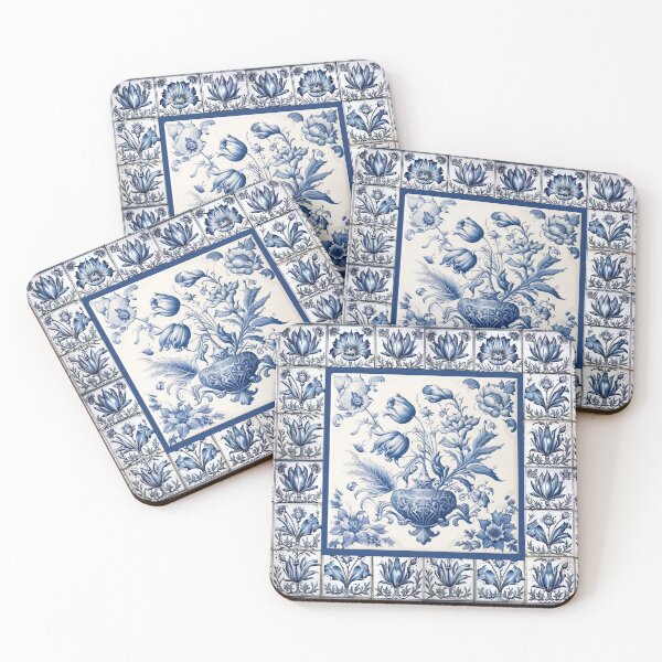 Item preview, Stylish chinoiserie blue and white floral vase tile designed and sold by ZeinabTaha.
