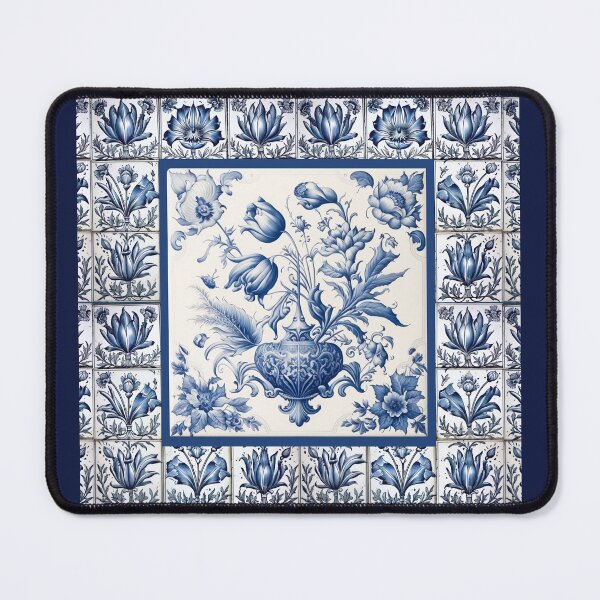 Item preview, Stylish chinoiserie blue and white floral vase tile designed and sold by ZeinabTaha.