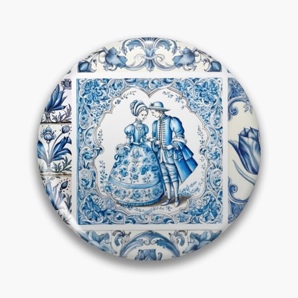 Item preview, Stylish chinoiserie blue and white tiles designed and sold by ZeinabTaha.