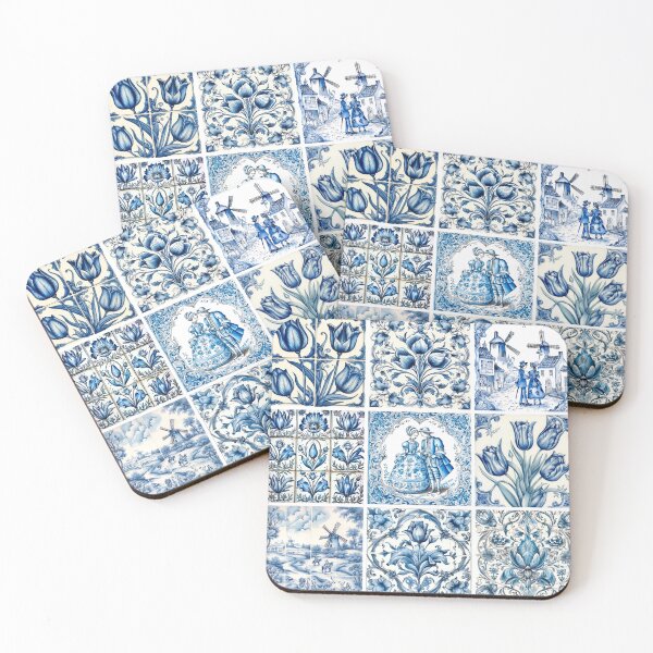 Item preview, Stylish chinoiserie blue and white tiles designed and sold by ZeinabTaha.