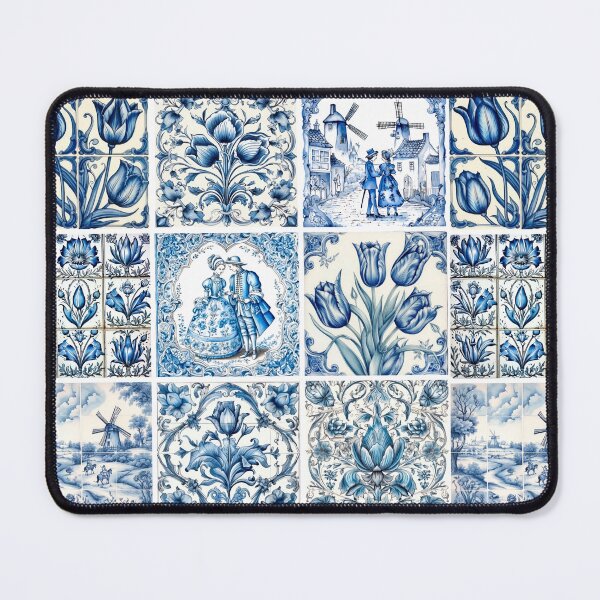 Item preview, Stylish chinoiserie blue and white tiles designed and sold by ZeinabTaha.