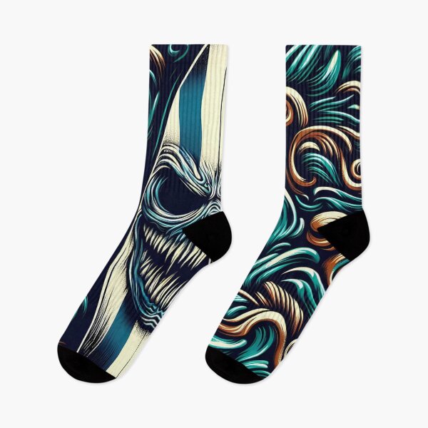 Item preview, Surf's Fury ,a central surfboard with a striking skull design designed and sold by aminz4.