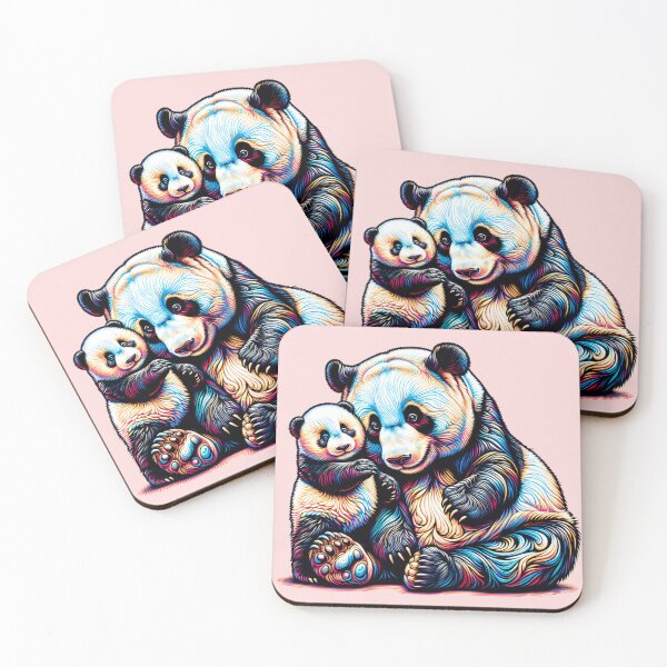 Item preview, Psychedelic Mama and Baby Panda Bear designed and sold by AnalajiaDesigns.