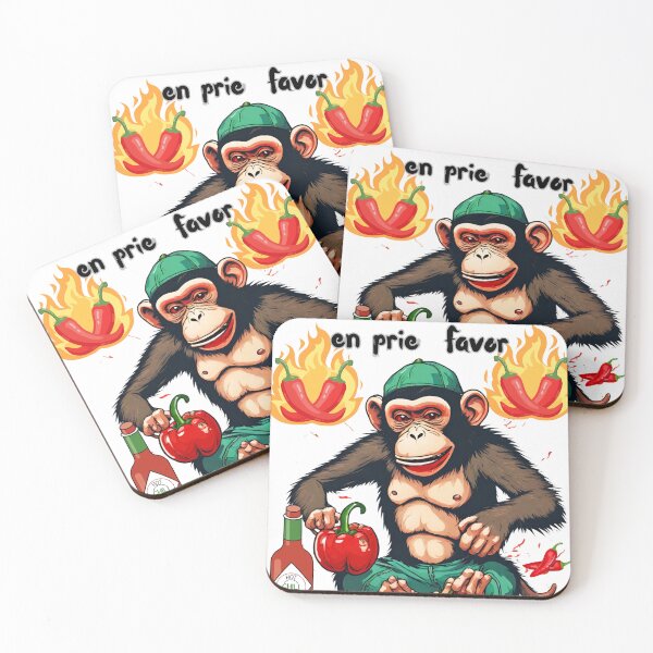 Aperçu de l'œuvre Whimsy Monkey réclame de la sauce piquante dans le pop art français créée et vendue par Wolvescreate.