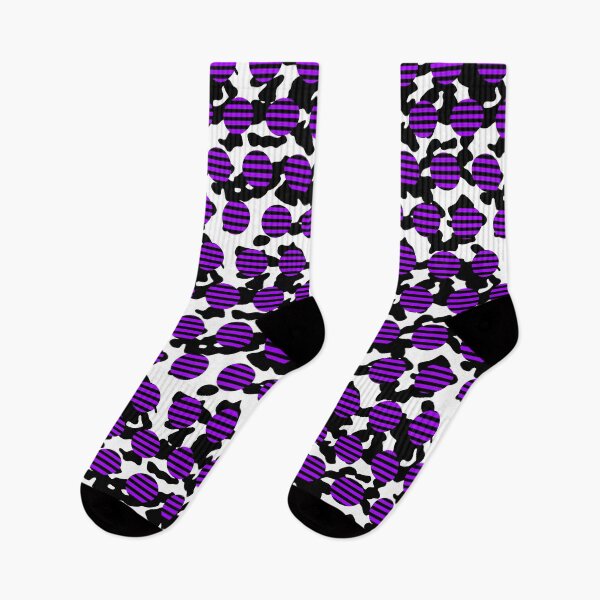 Item preview, Black And Purple Striped Polka Dots on Cow Print designed and sold by TheRulerofEarth.