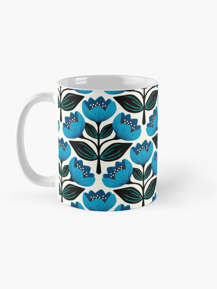 Thumbnail 3 of 6, Coffee Mug, Bright and bold tulips in blue designed and sold by jennifereladd.