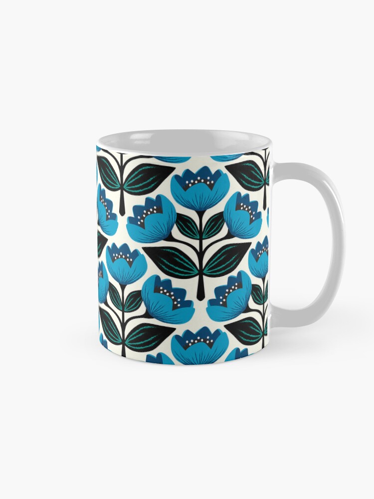 Thumbnail 5 of 6, Coffee Mug, Bright and bold tulips in blue designed and sold by jennifereladd.