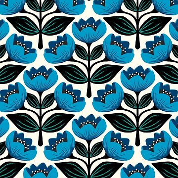 Artwork thumbnail, Bright and bold tulips in blue by Jennifer Ladd