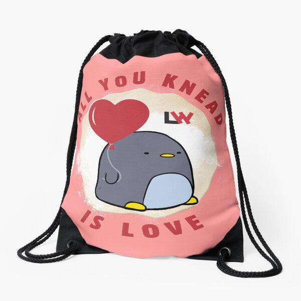 All You Knead is Love - pink round Drawstring Bag