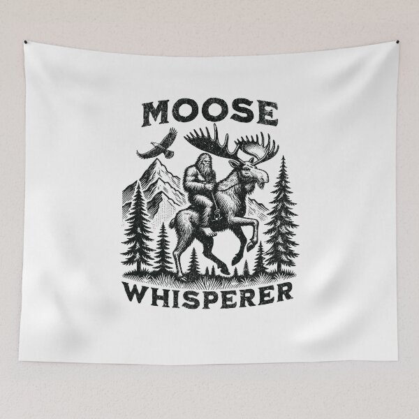 Item preview, Moose Whisperer Bigfoot Riding A Moose designed and sold by BeansHotTees.