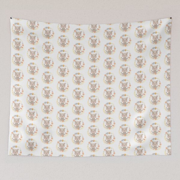 Item preview,  "Floral Feline Harmony: Cat Flower Wreath" designed and sold by hjian8219.