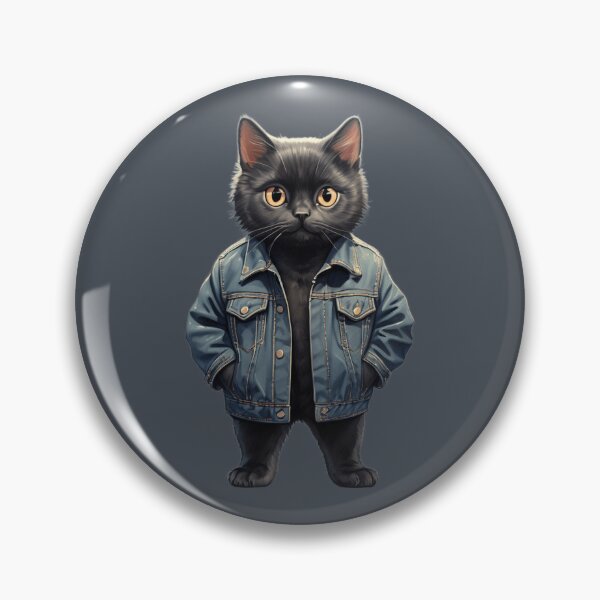 Item preview, Black Cat in Denim jacket designed and sold by PierreAlbijanic.