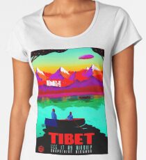 TIBET : Vintage 1911 Travel by Airship Advertising Print Women's Premium T-Shirt