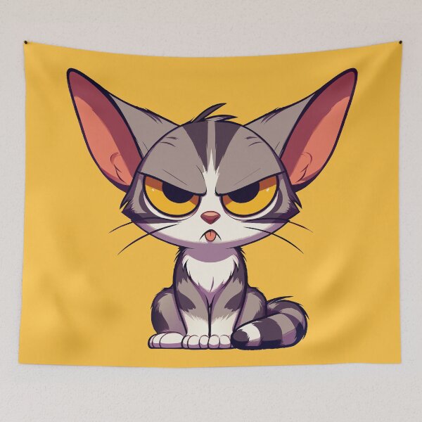 Item preview, Grumpy Whiskers: The Sassy Cat Illustration designed and sold by Designowner.