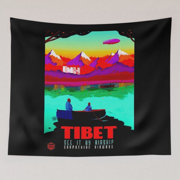 Item preview, TIBET : Vintage 1911 Travel by Airship Advertising Print designed and sold by posterbobs.