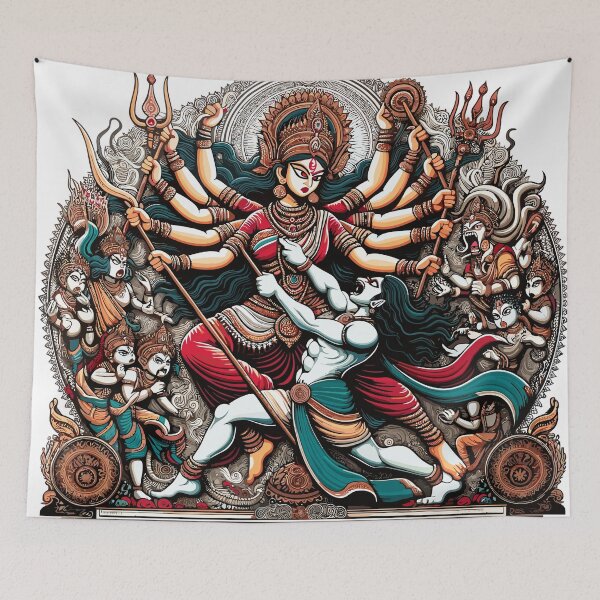 Item preview, Divine Conquest - Durga Triumphs Over Mahishasur designed and sold by CyberWindow.