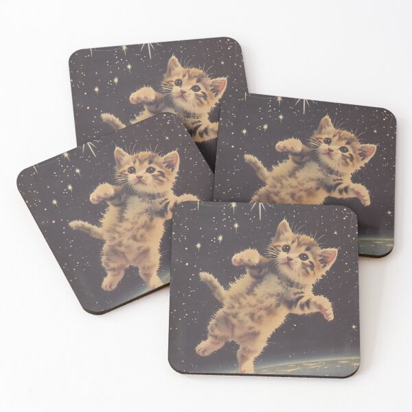 Item preview, Adorable Retro Art Kitten Cat Floating in Space Cute Vintage Funny designed and sold by LVTFCOarts.