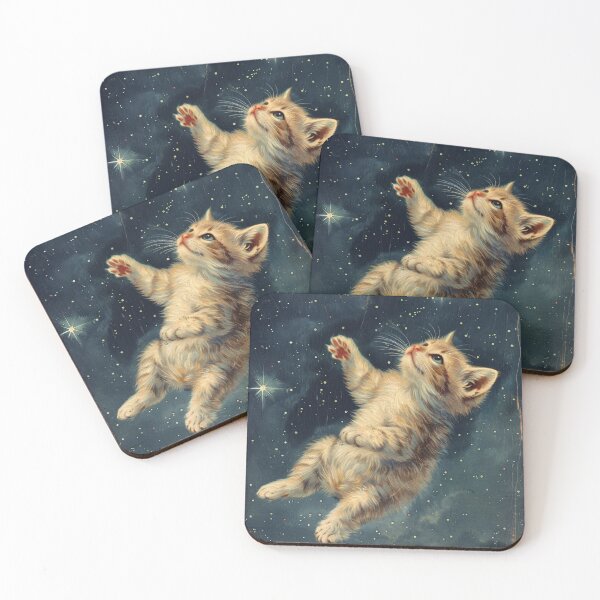 Item preview, Adorable Cute Kitten Cat Floating in Space Funny Vintage Art Retro designed and sold by LVTFCOarts.