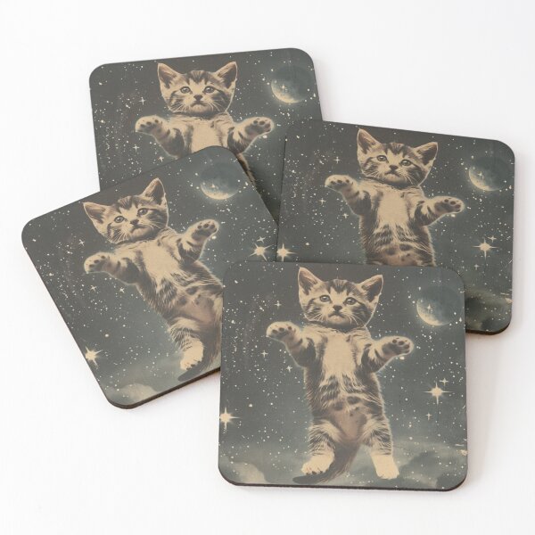 Item preview, Adorable Cute Kitten Cat Floating in Space Funny Retro Art Vintage designed and sold by LVTFCOarts.