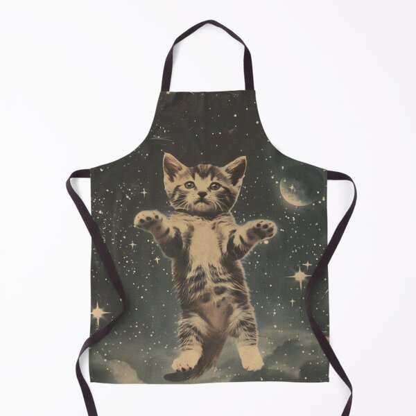 Item preview, Adorable Cute Kitten Cat Floating in Space Funny Retro Art Vintage designed and sold by LVTFCOarts.