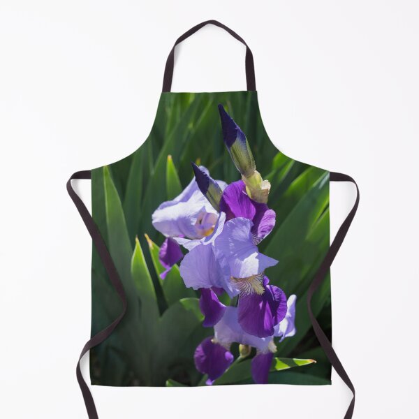 Item preview, Sunlit Bi-color Purple Irises in a Lush Green Garden designed and sold by Georgia Mizuleva.