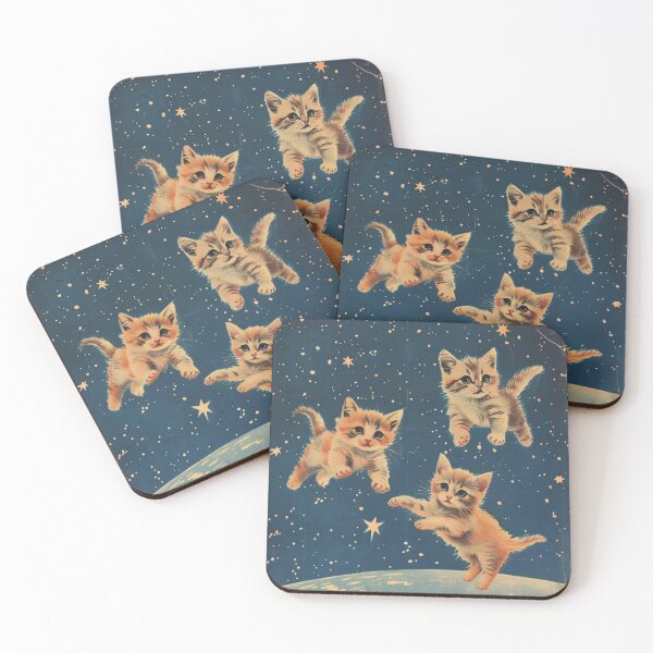Item preview, Funny Cat Kittens in Space Cute Vintage Art Retro designed and sold by LVTFCOarts.