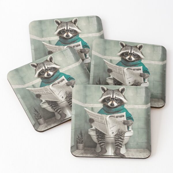 Item preview, Raccoon Sitting on the Toilet Art designed and sold by ConfettiSkyArt.