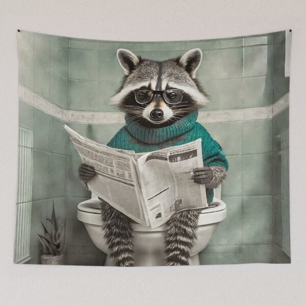 Item preview, Raccoon Sitting on the Toilet Art designed and sold by ConfettiSkyArt.