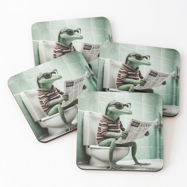 Item preview, Lizard Sitting on the Toilet Art designed and sold by ConfettiSkyArt.