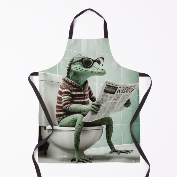 Item preview, Lizard Sitting on the Toilet Art designed and sold by ConfettiSkyArt.