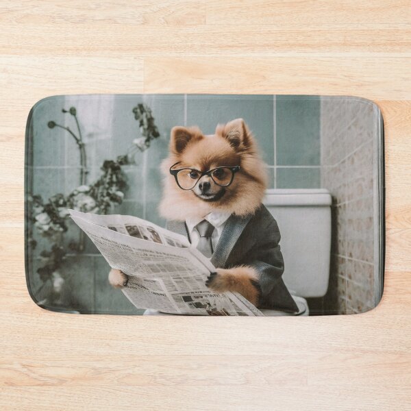 Item preview, Pomeranian Sitting on the Toilet Art designed and sold by ConfettiSkyArt.