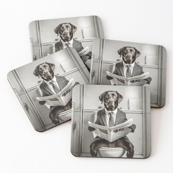 Item preview, Chocolate Lab Sitting on the Toilet Art designed and sold by ConfettiSkyArt.