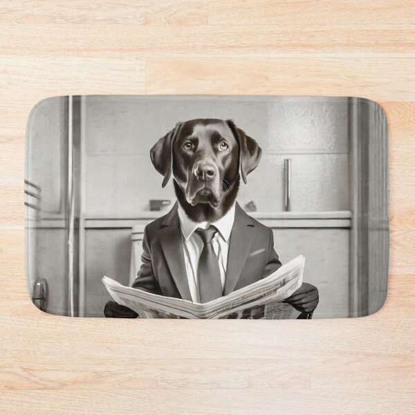 Item preview, Chocolate Lab Sitting on the Toilet Art designed and sold by ConfettiSkyArt.