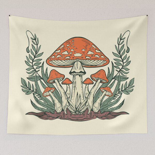 Item preview, Funky Mushroom Toadstool with Leaves designed and sold by DelightfulDazy.