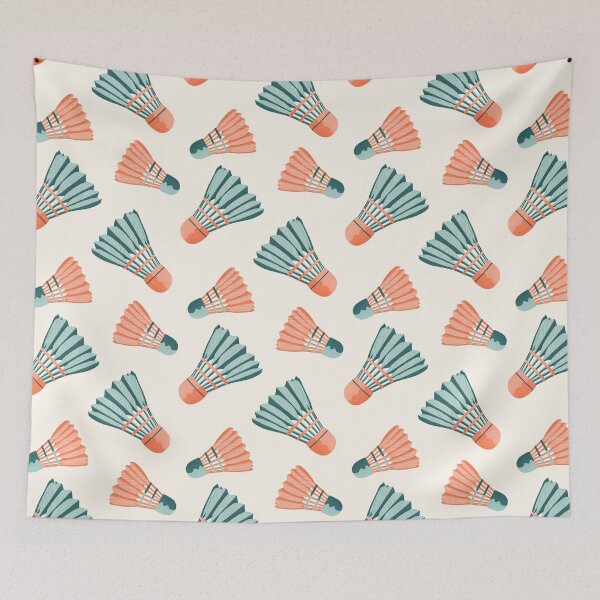 Item preview, Orange and teal vintage badminton shuttlecocks designed and sold by Home Cyn Home.