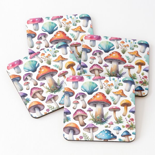 Item preview, Rainbow mushrooms pattern  designed and sold by AfootSloth.