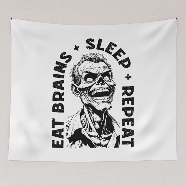 Item preview, Eat Brains Sleep Repeat Funny Zombie Horror Halloween designed and sold by GrandeDuc.