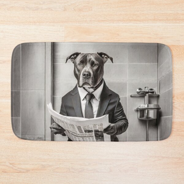 Item preview, Pit Bull Sitting on the Toilet Art designed and sold by ConfettiSkyArt.