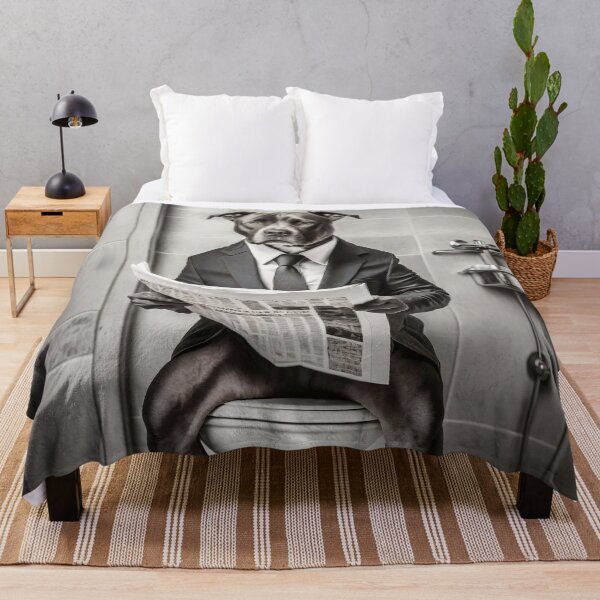 Item preview, Pit Bull Sitting on the Toilet Art designed and sold by ConfettiSkyArt.