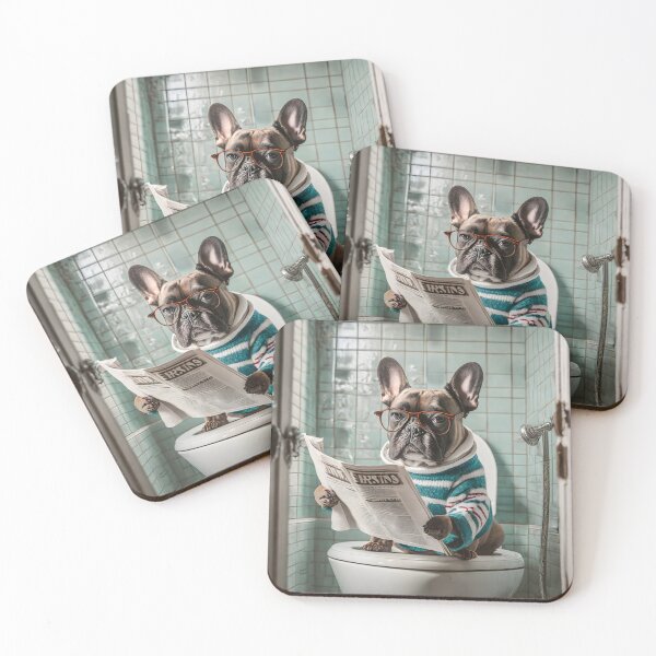 Item preview, Frenchie Sitting on the Toilet Art designed and sold by ConfettiSkyArt.
