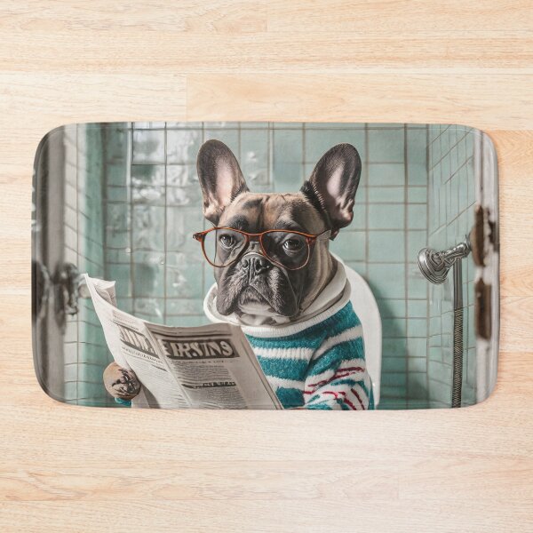 Item preview, Frenchie Sitting on the Toilet Art designed and sold by ConfettiSkyArt.