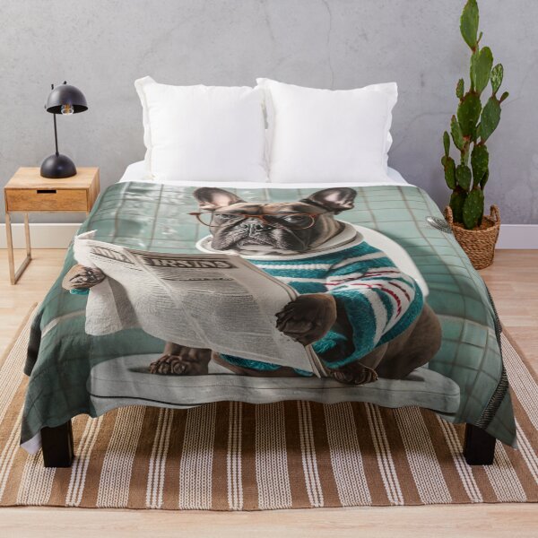 Item preview, Frenchie Sitting on the Toilet Art designed and sold by ConfettiSkyArt.