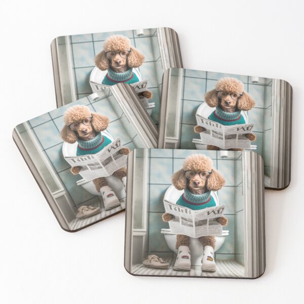 Item preview, Poodle Sitting on the Toilet Art designed and sold by ConfettiSkyArt.