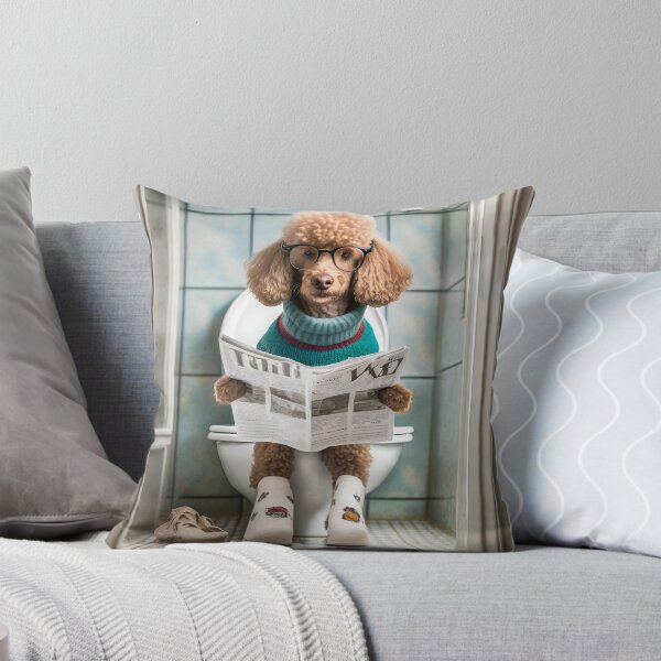 Item preview, Poodle Sitting on the Toilet Art designed and sold by ConfettiSkyArt.