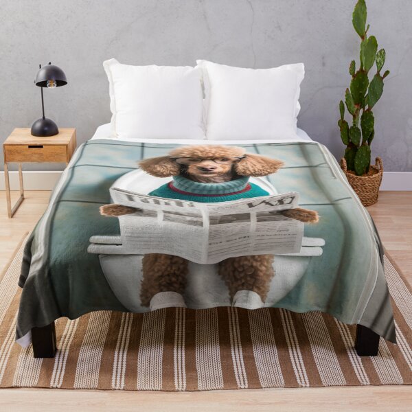 Item preview, Poodle Sitting on the Toilet Art designed and sold by ConfettiSkyArt.