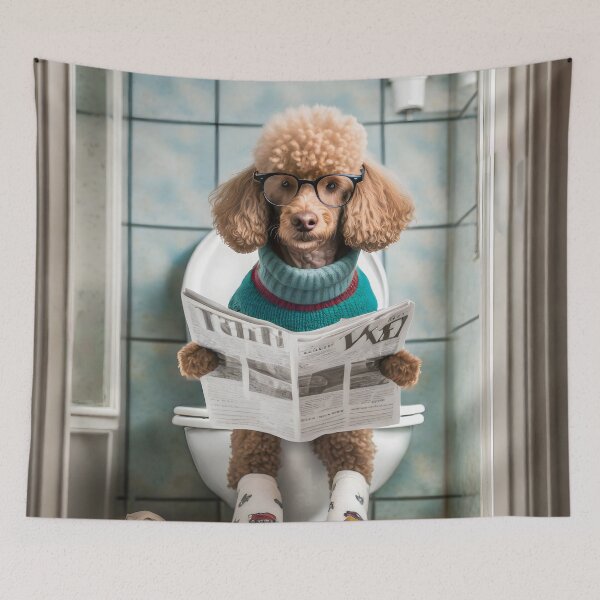 Item preview, Poodle Sitting on the Toilet Art designed and sold by ConfettiSkyArt.