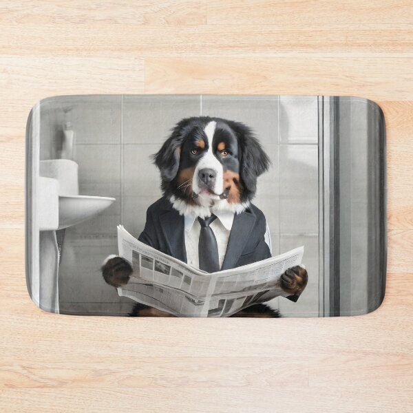 Item preview, Bernese Mountain Dog Sitting on the Toilet Art designed and sold by ConfettiSkyArt.